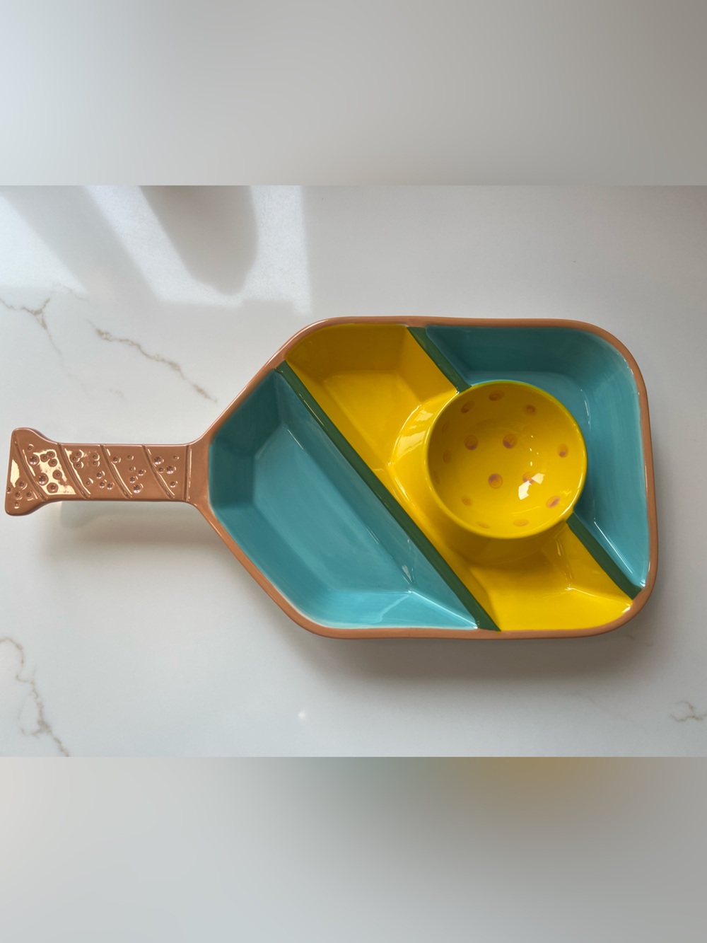 Godinger Ceramic Divided Serving Platter with Dip Bowl